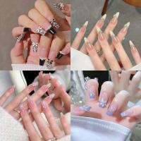 ราคา ⚡พร้อมส่งจากไทย⚡ ชุดเล็บปลอมสำเร็จรูป เล็บปลอม พร้อมกาวติดและตะไบ (1กล่อง มี24ชิ้น) (28134742863)