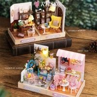 ราคา ROUSSIK บ้านตุ๊กตาจิ๋ว ชุด บ้านตุ๊กตาประกอบไม้ ไฟของขวัญ DIY Theatre ของเล่นวันเกิด (48855573266)