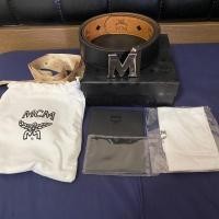 ราคา MCM reversible belt เข็มขัด หัวเงิน ของแท้ อุปกรณ์ครบ มือสองภาพใหม่มาก ใส่ได้สองด้าน (5475645043)