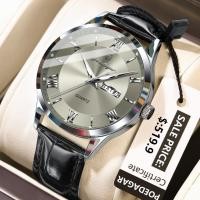 ราคา โพดาการ์ หรูหราผู้ชายนาฬิกาหนังกีฬาผู้ชายนาฬิกาข้อมือกันน้ําส่องสว่างวันที่สัปดาห์นาฬิกาควอตซ์สําหรับผู้ชาย + กล่อง (41577544699)