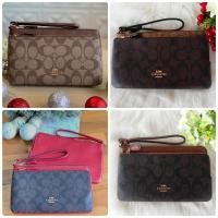 ราคา COACH Double Zip Wallet In Signature Canvas C5576 (กระเป๋าคล้องมือ2ซิป SizeL) (25263519901)