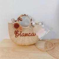 ราคา กระเป๋าสาน โทนสีน้ำตาล แต่งปอมๆ (กระเป๋า Handmade สานผักตบชวา) (4077189737)