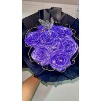 ราคา ช่อกุหลาบริบบิ้นสีม่วง7ดอก (40772949548)