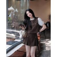 ราคา MIU MIU CHIC - เสื้อผ้าผู้หญิง เซตพร้อมเสื้อ crt 2 ชิ้น แขนพอง และกระโปรงพลีทสั้นมีสไตล์ (49451405733)