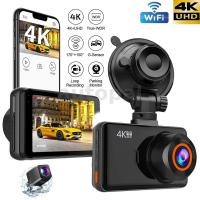 ราคา Dash Cam 3 นิ้วด้านหน้า 4K ด้านหลัง 1080P 170° Dual-Lens WiFi Driving Recorder HD Dual Recording Car Front Windshield DVR G-Sensor (27583767449)