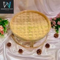 ราคา ขันโตกลายหมากรุก งานฝีมือ (Handmade) ขันโตก ขันโตกใส่อาหาร โตกกระด้ง ขันโตกใส่อาหาร ชั้นวางไม้ไผ่ ไม้ไผ่แท้ 100% (27451942863)