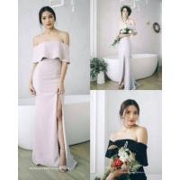 ราคา ชุดราตรียาว ชุดเดรสยาว ชุุดออกงานยาว สีเทา ชุดเดรสเปิดไหล่ ปาดไหล่ ชุดเพื่อนเจ้าสาว (18985316604)