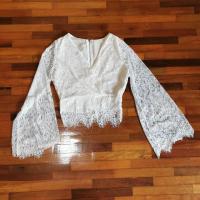 ราคา เสื้อครอปลูกไม้ มือ2 ผ้าลูกไม้ญี่ปุ่นนิ่มมาก (9335465703)