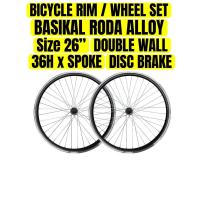 ราคา จักรยาน ALLOY ALMINIUM ชุดล้อผนังคู่ RIM RODA ALOI BASIKAL ขนาด 26" INCI INCHES พร้อม 36H SPOKES (40211019779)
