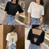 ราคา (พร้อมส่ง)​เสื้อ​ยืดโชว์หลัง​ ประดับกลิตเตอร์ สายแซ่บห้ามพลาด✨ (3341970890)