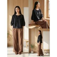 ราคา เสื้อผ้าฝ้ายสไตล์มูจิ มินิมอล รุ่น Miki ผ้าฝ้ายธรรมชาติ สีดำ (54153126184)