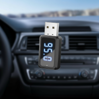 ราคา เครื่องส่งสัญญาณ FM บลูทูธ 6.0 พร้อมจอแสดงผล LED อะแดปเตอร์ไร้สาย Mini USB สําหรับโทรแบบแฮนด์ฟรีและวิทยุ FM (43476291962)