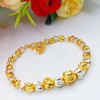 ราคา THAIJY15 CW42 สร้อยข้อมือเม็ดทองล้วนทรงกลมลายเม็ดจีบ ขนาด 6 มิล ความยาว 16.5-18.5 ซม. (20177249011)