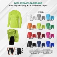 ราคา 2IN1 DRYFIT เสื้อยืดยาวกางเกงสองชั้นกีฬา JOGGING GYM กางเกงกระเป๋าผู้ชาย (42252576833)