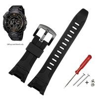 ราคา สายนาฬิกาสําหรับ Casio PROTREK PRG-110Y/PRW-1300Y PRG-130Y/PRW-1500Y สีดํายางซิลิโคนผู้ชายสร้อยข้อมือกีฬากันน้ํา 82TJ (51454055434)