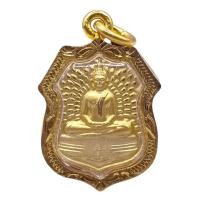 ราคา K229 เหรียญเสมา หลวงพ่อโสธร สีทอง รุ่น 100 ปี หลังยันต์ ปี 2560 กรอบทองไมครอน ขนาด 2.8 x 3.5 ซม. (43907638578)