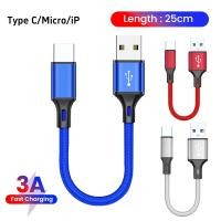 ราคา 25 ซม.สั้นสาย USB Micro Type C Cable Fast Charging Data Cable สําหรับ Xiaomi Samsung USB A ถึง Micro USB/Type C สาย (27265472868)