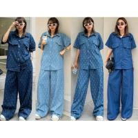 ราคา เซทเสื้อเชิ้ตแขนสั้น แต่งกระเป๋าช่วงอกทั้ง 2 ข้าง เข้าเซทกันกับกางเกงขายาวทรงกระบอกใหญ่ (29602993099)