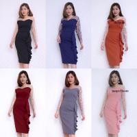 ราคา ชุดราตรีสาวอวบ ชุดไปงานแต่งสาวอวบอ้วน ชุดเดรสสาวอวบ38 40 42 44 ใส่ไปออกงานเลี้ยง งานแต่ง t1 (23533503139)