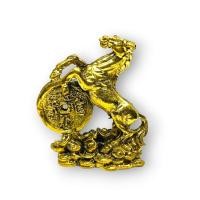 ราคา MML[P2]พญาม้ามงคล ประทับบนกองเงินกองทอง เสริมฮวงจุ้ยปรับธาตุ งานทองเหลืองประมาณ3ซม. (15797610003)