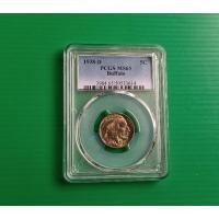 ราคา เหรียญเกรด PCGS MS65 - 5 Cents Buffalo Nickel 1938-D #ปีสุดท้ายของการผลิต (29036451270)