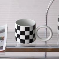 ราคา แก้วมัค ถ้วยกาแฟ หมากรุกเซรามิกเกาหลี Motif Checkerboard Pattern Aesthetic Aesthetic Tableware Homecafe (26465272358)