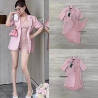 ราคา Set Blazer + จั้มสูท : เสื้อสูทคลุมสีชมพูกะปิพร้อมส่ง (24300697366)