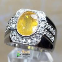 ราคา แหวนบุษราคัม แหวนล้อมเพชร แหวนเงินแท้ 92.5% ชุบทองคำขาว ประดับ พลอยบุษราคัมแท้ ตกแต่ง เพชรSwiss YTG-9811 (7222138524)