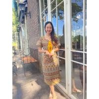 ราคา เดรชผ้าฝ้าย ผ้าไทย เดรชพื้นเมืองลายขอ (13567465445)