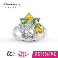 ราคา Memorine Jewelry แหวนเงินแท้ 925 ฝังแฟนซีแซฟไฟร์ : RS158/4MC (42301015542)