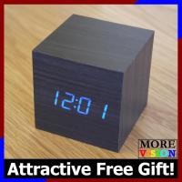 ราคา นาฬิกาปลุก LED ลูกบาศก์ไม้ขนาดเล็ก AirGear พร้อมอุณหภูมิและเสียง (46804965358)