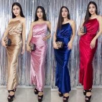 ราคา เดรสออกงานกำมะหยี่ เดรสยาวกำมะหยี่ (13746124235)
