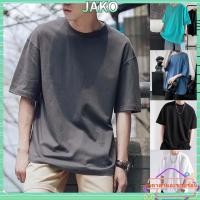 ราคา JAKO HOTMens Casual Loose Large Summer Short Sleeve T-Shirt Solid O-Neck Tee Tops (57305158108)