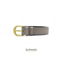 ราคา - เข็มขัดหนังวัวแท้ลาย Pebble สีเทา พร้อมหัวเข็มขัดทองเหลือง #2W0004 (24717333626)