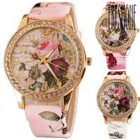 ราคา Freshone นาฬิกาข้อมือควอตซ์ สายหนังเทียม หน้าปัดกลม ฝังพลอยเทียม ลายดอกไม้ สําหรับผู้หญิง (19833444846)