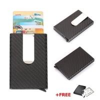 ราคา RFID Slim Carbon Fiber Credit Card Holder Case Non-scan Metal Simple Wallet (56854955055)