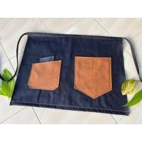 ราคา ขายดี ผ้ากันเปื้อนยีนส์ ครึ่งตัวแบบสั่น แต่งกระเป๋าหนังสไตส์วินเทจ (15033882519)