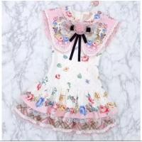 ราคา เดรส maria daimond มือ 1 size XL เดรสผ้าเปเป้พิมลาย+ปกลูกไม้วินเทจ (42818561060)