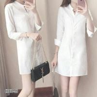 ราคา เดรสสั้น (มีหลายสี) ทรงเชิ๊ต สีขาว คอจีน แขนศอก ทรงปล่อยใส่สบาย เสื้อผ้าแฟชั่น ชุดเที่ยว สุดชิค 7550 (1611542918)