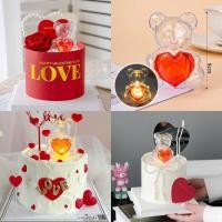 ราคา วันวาเลนไทน์ นํา โปร่งใสสีแดงรักตุ๊กตาหมีเค้กตกแต่งเครื่องประดับแสง (24656757894)
