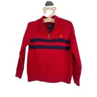 ราคา เสื้อสเตเตอร์เด็ก Polo Ralph lauren Half zip เสื้อกันหนาวเด็กสีแดง แท้Size 5T (28479047995)