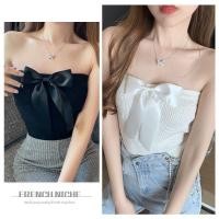 ราคา เสื้อเกาะอก โบว์หน้าเป็นยางยืด มีสีดำ sm (25528058604)