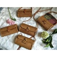 ราคา กระเป๋าสาน หวายแท้ สายหนังPV (4115905069)