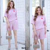 ราคา Ne_OY005-เซท 2 ชิ้น(set) เซทเสื้อคอกลม แขนสั้น สกรีนหัวใจ พร้อมกางเกงขาสั้น มีกระเป๋าล้วง เนื้อผ้าวิ้ง (4410902416)