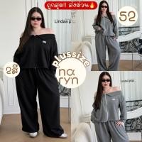 ราคา (ถูกสุด/มีส่งด่วน!⚡️) A220(LD) ชุดเซ็ตวอร์ม เสื้อปาดไหล่แขนยาว+กางเกงขายาว ตรงไหล่ติดยางยืด สาวอวบไซส์ใหญ่ (47852854673)