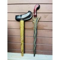 ราคา กริชขวาใบเหล็กดำแกะสลักรูปนาคา พญานาค9คต ใบยาว15นิ้วยาวรวม20นิ้วฝักรัดโลหะทองเหลืองดุลลายสวยงาม (21477386784)