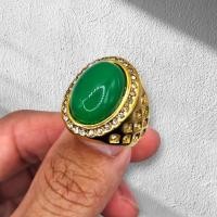 ราคา แหวนสแตนเลสสีทองงาน 18K ฝังพลอยหยกพม่าสีเขียว อิตาลี มีไซส์ ส่งฟรี (29754733050)