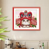 ราคา KS Lucky Cat 11CT ไม่มีเย็บปักถักร้อยเต็มรูปแบบที่เรียบง่ายทันสมัยปักครอสติสงานศิลปะตกแต่งผนัง 57x65 ซม. (27687083939)