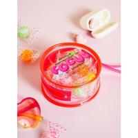 ราคา กระเป๋าทรงครึ่งวงกลมโปร่งสีแดงและน้ำเงิน สไตล์ดัชนีเกาหลี (40567091497)