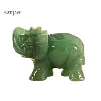 ราคา [GZMJ] 3.8ซม. มือแกะสลักประดิษฐ์สีเขียว อาเวนทูรีน หินหยกรูปปั้นช้างตกแต่ง (28851670915)